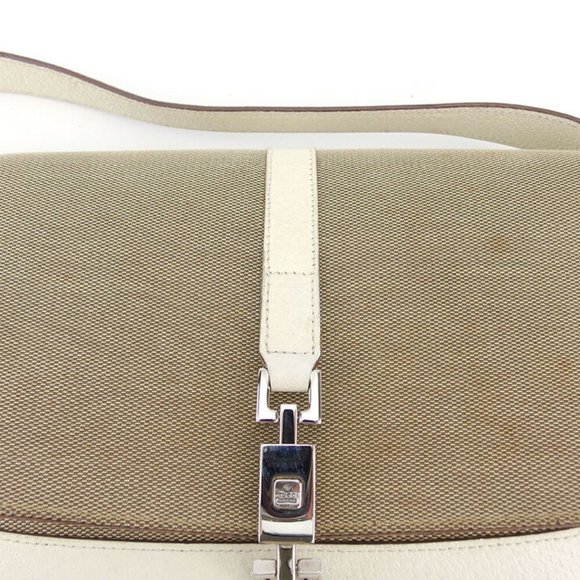 GUCCI shoulder bag Jackie bracket beige white canvas �~ leather Auth USED T17101 - Picture 6 of 9
